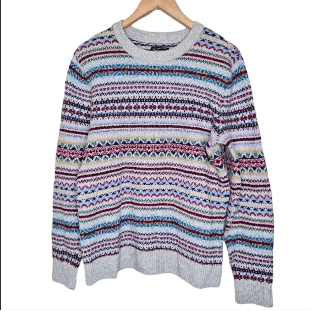 Abercrombie & Fitch A&F Soft and Cozy Fair Isle Striped Holiday Sweater